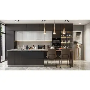 Complete Full Interior luxury Flat Pack Powder Coating Lacquer Smart Automatic Kitchen Cabinet Modern Design