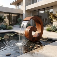 Statue de jardin moderne résistante à l'eau et au feu, décoration extérieure, sculpture en acier corten, fontaine personnalisée, écologique