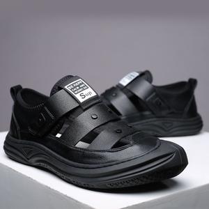 Baotou hommes été respirant décontracté <span class=keywords><strong>sandales</strong></span> en cuir à la mode en plein air chaussures de plage avec fond souple Wading trou conception - Product Image 3