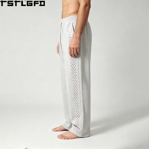 Pantalones Deportivos Anchos Personalizados para Hombre, Color Gris Jaspeado con Pedrería, Ropa Urbana al por Mayor - Product Image 3