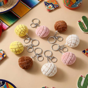 Porte-clés en peluche en forme de mini-<span class=keywords><strong>pain</strong></span> rond de 2 pouces, texture classique, doux, cadeaux de fête sur le thème du Mexique - Product Image 4