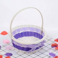 Panier à fleurs tressé, style moderne et minimaliste, rond, pour rangement de fruits, décoration intérieure, avec nœud, ensemble en plastique portable