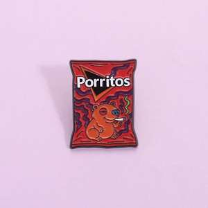 Pin de Esmalte con Diseño de Animales, Impresión UV, con Diseño de Nachos de Queso Porritos de Dibujos Animados, Regalo para Amigos - Product Image 1