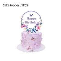 Articles de fête d'anniversaire écologiques sur le thème du papillon, décoration de gâteau, ensemble de table, nappes en papier, décorations de fête, vente en gros