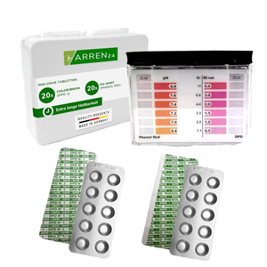 Harren24 Testeur de piscine pH et chlore avec 40 pour comprimés (20 Phénol Rouge + 20 <span class=keywords><strong>DPD1</strong></span>) Bandes de 5mm Sac de 100 unités - Product Image 1