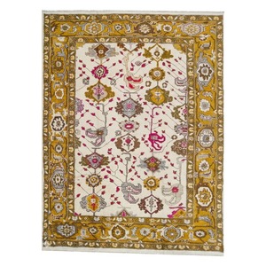 Hand Knotted Mustard Contemporary Abstract Vibrant Wool Rug for Home & Commercial Use Interior Decoration - Product Image 1