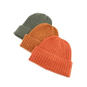 Atacado Oversized Crochet personalizado inverno malha nervuras chapéu do Beanie