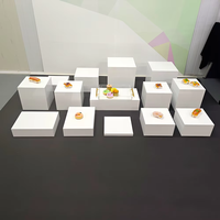 Ensemble de présentoirs cubes en acrylique blanc pour décoration de mariage, vitrine de boutique, socles pour buffet et aliments