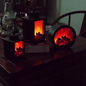 Festival Adornos de decoración para el hogar <span class=keywords><strong>Chimenea</strong></span> simulada Velas LED Candelabro LED Carbón Llama Lámpara de viento Luz nocturna - Product Image 1