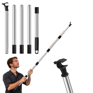 Tige télescopique pour lucarne, tringle télescopique pour stores <span class=keywords><strong>de</strong></span> fenêtres <span class=keywords><strong>de</strong></span> <span class=keywords><strong>toit</strong></span> Velux GGL/GGU, crochet universel en acier inoxydable 185 cm - Product Image 1