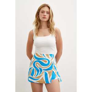 Shorts de Cintura Alta con Estampado de Mango, Azul Satinado, Ropa de Verano Transpirable para Mujer - Product Image 6