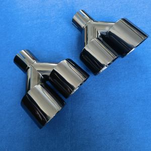 Haute qualité 2.5 "entrée <span class=keywords><strong>4</strong></span>" titane noir acier inoxydable Double embout d'échappement tuyau d'échappement - Product Image 5