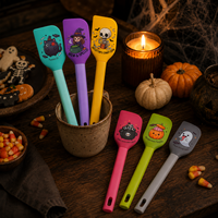 Ensemble de spatules de cuisine en silicone pour Halloween, design citrouille, fantôme, crâne, outils de pâtisserie en silicone, cuillère à mélanger double tête