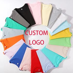 Camiseta Lisa personalizada para niños y niñas con etiqueta de logotipo, Camiseta de algodón de Color sólido, camiseta personalizada con serigrafía Dtg para niños - Product Image 1