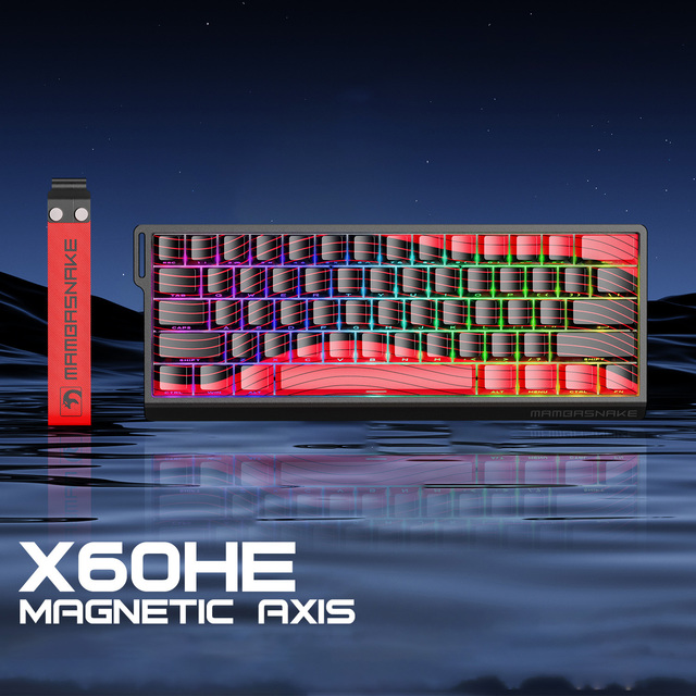 MAMBASNAKE X60HE 8K 3 Mode Wireless BT 2.4G Wired Low Latency PBT Keycaps Gaming Magnetic Switch Keyboard
