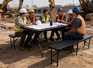 Fornecedor Portátil Retangular <span class=keywords><strong>6</strong></span> <span class=keywords><strong>Ft</strong></span> Plástico Mesa Dobrável e Banco para Jardim Pátio Hospital Banquete Casamento - Product Image 3