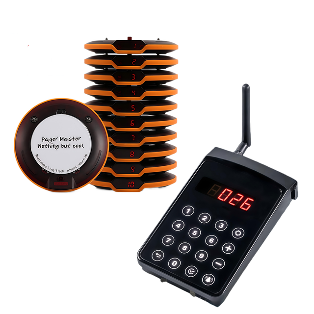 Wireless Calling System Restaurant Pagers with CE ROHS for Cafe Hospital & Nursing Home Use 1000m Range Mute Button