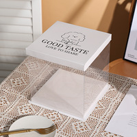 Boîtes à gâteaux imprimées sur le thème des anniversaires, boîtes d'emballage en plastique pour gâteaux à un ou deux étages, boîtes cadeaux pour pâtisseries et desserts