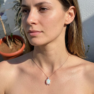 Lab-Grown <b>Opal</b> Turtle Pendant <b>Necklace</b> 925 Sterling Silver Handmade Fine Gemstone Jewelry OEM ODM Wholesale Supplier - Product Image 4