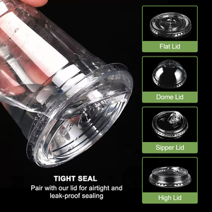 Cundao <strong>Wholesale</strong> Clear 16oz PET Transparent Disposable Cold Beverage <strong>Plastic</strong> Coffee <strong>Cups</strong> with <strong>Lids</strong> and Straws