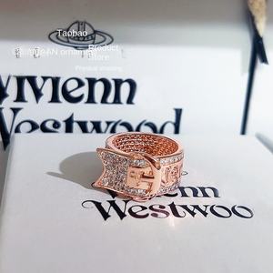 Bague de luxe légère et brillante pour femme, design de niche Empress Dowager, avec boucle de ceinture en pierre naturelle et lettre, style punk - Product Image 4