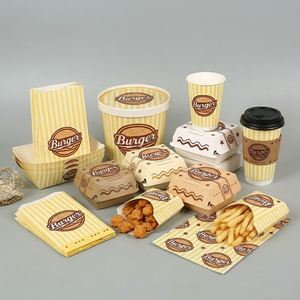 กล่องเบอร์เกอร์พิมพ์โลโก้สีเต็มรูปแบบสำหรับร้านอาหารฟาสต์ฟู้ด บริการเดลิเวอรี่ ขายส่ง กล่องเบอร์เกอร์แบบกำหนดเอง - Product Image 1