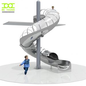 Set de Toboganes Grandes para Piscina y Jardín, de Metal, para Exteriores, de 7 y 8 Pies, en Espiral, con Tubo Transparente Blanco y Acero Inoxidable - Product Image 1