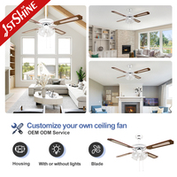 Ventilateur de plafond 1stshine 52 pouces à moteur AC, commande par chaîne classique, ventilateur de plafond fiable avec lumière pour projets de vente en gros