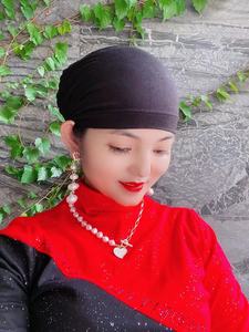 Sous-bonnet élastique uni, nouveau sous-bonnet musulman ethnique réglable avec lacets, couleur unie - Product Image 2