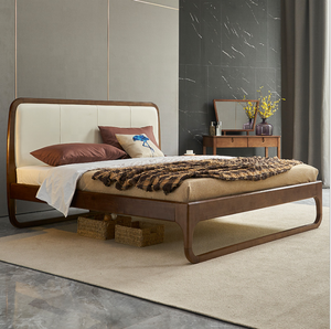 Cadre de <span class=keywords><strong>lit</strong></span> en bois européen, ensemble de meubles de chambre à coucher, style <span class=keywords><strong>scandinave</strong></span>, <span class=keywords><strong>lit</strong></span> rembourré en cuir de haute qualité, taille Queen ou King - Product Image 2