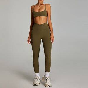 Mallas de cintura en forma de V cruzada de <span class=keywords><strong>2</strong></span> piezas de alta calidad para mujer, ropa deportiva para Fitness y Yoga, Sujetador deportivo, conjuntos de Fitness para gimnasio - Product Image 4