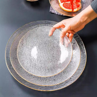 Assiettes en verre à bord doré ou argenté, vente en gros d'usine, pour la décoration de table de mariage