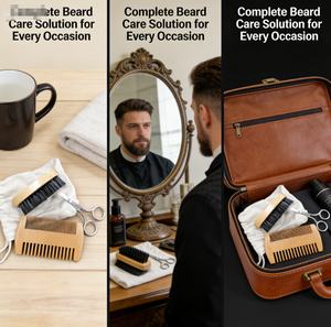 Kit de Soin de la Barbe en Bois pour Hommes avec Brosse à Barbe en Poils de Sanglier Noirs, Peigne, Ciseaux, Boîte Cadeau en Gros, Kit de <span class=keywords><strong>Rasage</strong></span> Personnalisable avec Logo - Product Image 4