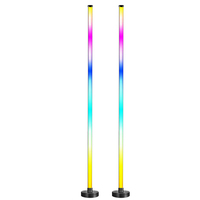 Paquete de 2 Barras de Luz LED RGB para Piso, Lámpara de Esquina LED con Sincronización Musical, Activación por Sonido, Control Remoto por Aplicación, para Decoración de Sala de Juegos