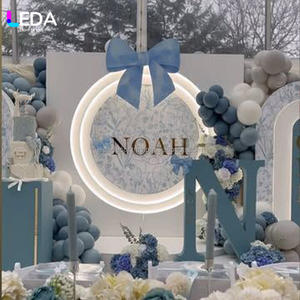 Arco de Fondo de Boda Redondo Multicapa de Acrílico Blanco con Diseño Nuevo de LEDA, con Tira de Luces, Fondo de Escenario para Decoración de Bodas - Product Image 2