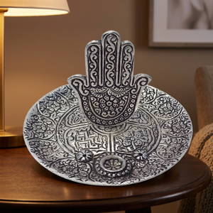 Buddhist Tibetan Metal <b>Incense</b> Burner with Engraved Hamsa Hand Standing Plate Durable Eco-Friendly for <b>Cone</b> <b>Incense</b> Stick Holder - Product Image 3