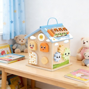 Casa de Actividades de Madera con Xilófono, Engranajes, Clasificador de Formas, Caras de <span class=keywords><strong>Emociones</strong></span> y Bloques de Animales para Bebés y Niños Pequeños, Juguete Sensorial Montessori - Product Image 3