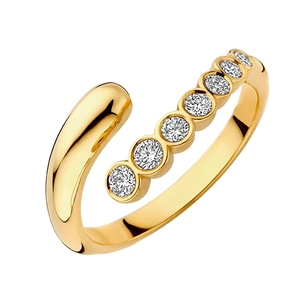 Bagues ouvertes classiques TKJ en argent 925 plaqué or 18 carats avec zircone cubique <span class=keywords><strong>Tempo</strong></span> - Product Image 1