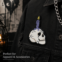 Patchs brodés personnalisés en gros, motif crâne de dessin animé, thermocollants ou à coudre, pour vêtements, chapeaux, sacs, vestes