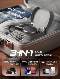 <span class=keywords><strong>Cable</strong></span> de Carga Múltiple LISEN 2026 con 3 Puertos Retráctiles de Carga Rápida Tipo C, Micro USB para iPhone 16 15, <span class=keywords><strong>Samsung</strong></span>, Uso en Automóviles - Product Image 6