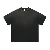 T-shirts surdimensionnés délavés à l'acide, effet usé, avec logo personnalisé, en coton, manches courtes, imprimé, 250 GSM, streetwear, pour hommes
