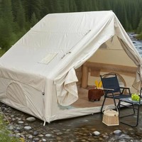 Tente gonflable de camping pour camping-car, en tissu Oxford, double couche, épaissie, imperméable, portable, sans montage, style cabane, deux pièces, pour séjour
