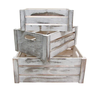 Rustic White Distressed Decorative Wood Crates Storage Container wooden gifting crates