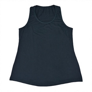 Débardeur en tricot respirant bleu marine pour homme avec logo brodé sur le devant, col rond, sans manches, veste de sport décontractée - Product Image 2