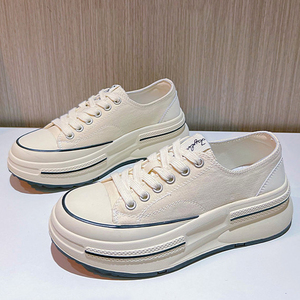 Latest Genuine Sheepskin Lining <b>Canvas</b> Shoes for Women Korean Cushioning Thick-Soled Versatile Casual Flat for Autumn Spring - Product Image 6