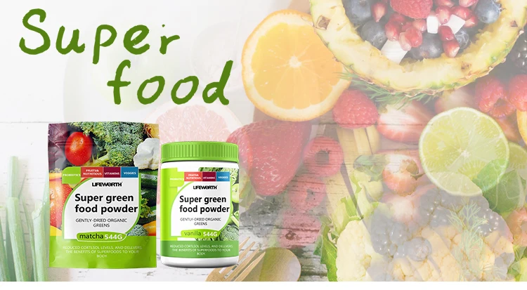 Lifeworth Private Label Organic Greens Superfood Blend Powder With Spirulina Chlorella Wheat Grass
