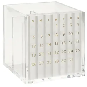 Clear Acrylic Perpetual Calendar pencil organizer and Pencil Bloc Two Compartment Pen Cup, Office Supplies for home