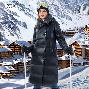 Chaqueta de invierno para mujer, capucha, Color sólido, impermeable, cierre de doble botonadura, ropa de abrigo informal larga, botón de poliéster, moda elegante - Product Image 2