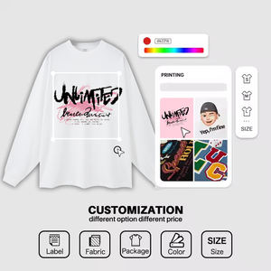 T-shirt à manches longues W0018 260g 100% coton col rond gris délavé style streetwear ample décontracté sport délavé à l'acide - Product Image 4