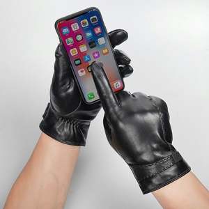 Winter Warm <b>Fleece</b>-<b>lined</b> Thickened Touchscreen Driving Ride Windproof Cold-proof Sheepskin <b>Gloves</b> - Product Image 1